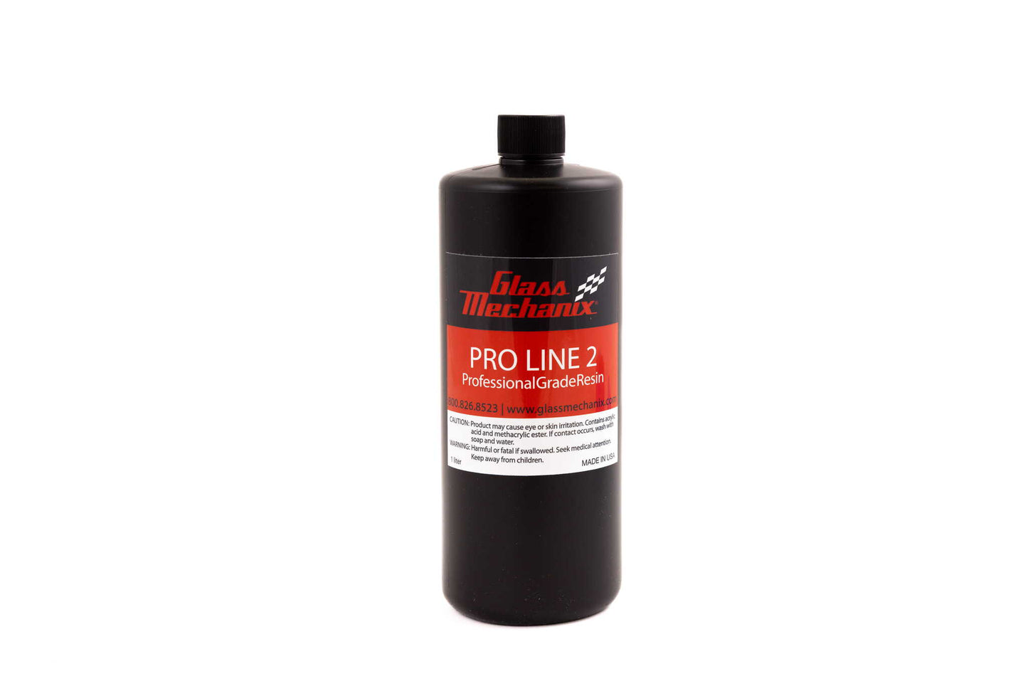 Glass Mechanix Pro Line 2 1-liter professional grade windshield repair resin bottle