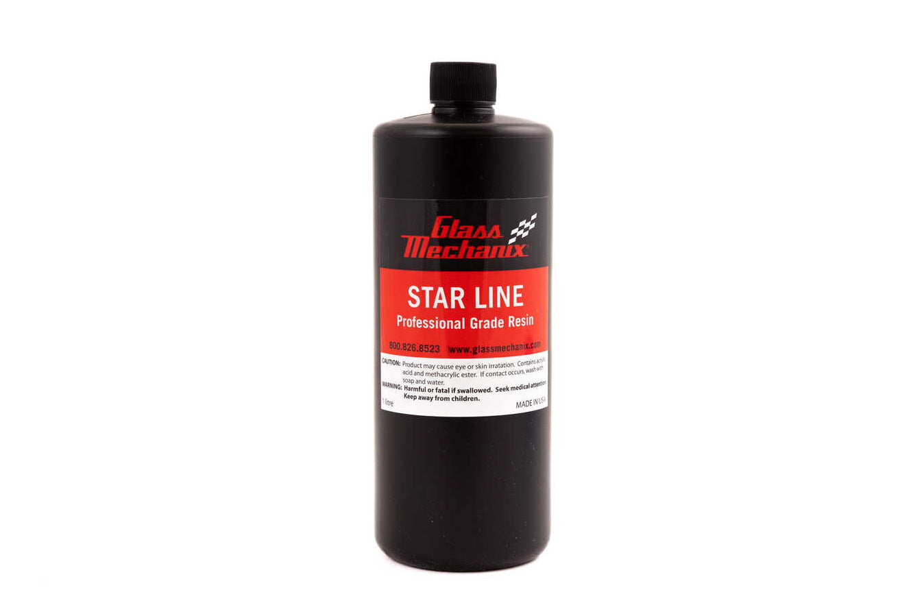 Glass Mechanix Star Line 1-liter professional grade windshield repair resin bottle