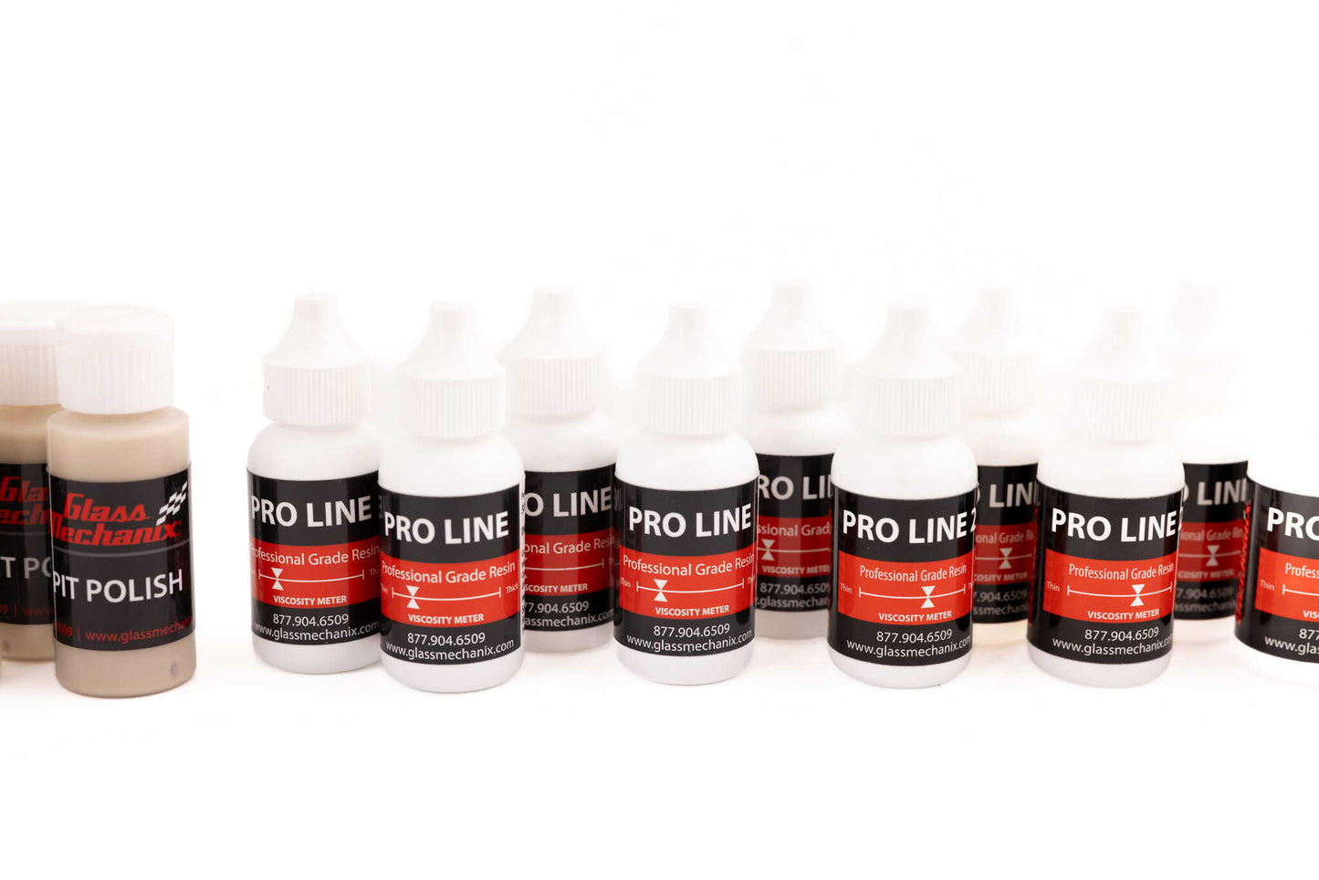 Glass Mechanix Enterprise Bulk Restock Pack with Pit Polish and Pro Line resin bottles