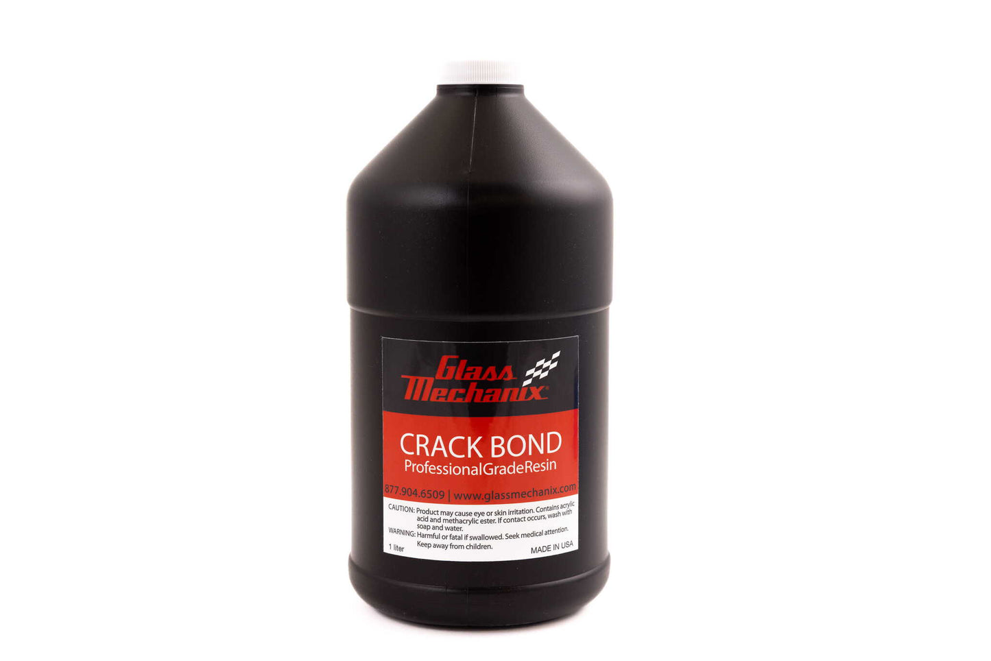 Glass Mechanix Crack Bond 1-liter professional grade windshield repair resin bottle