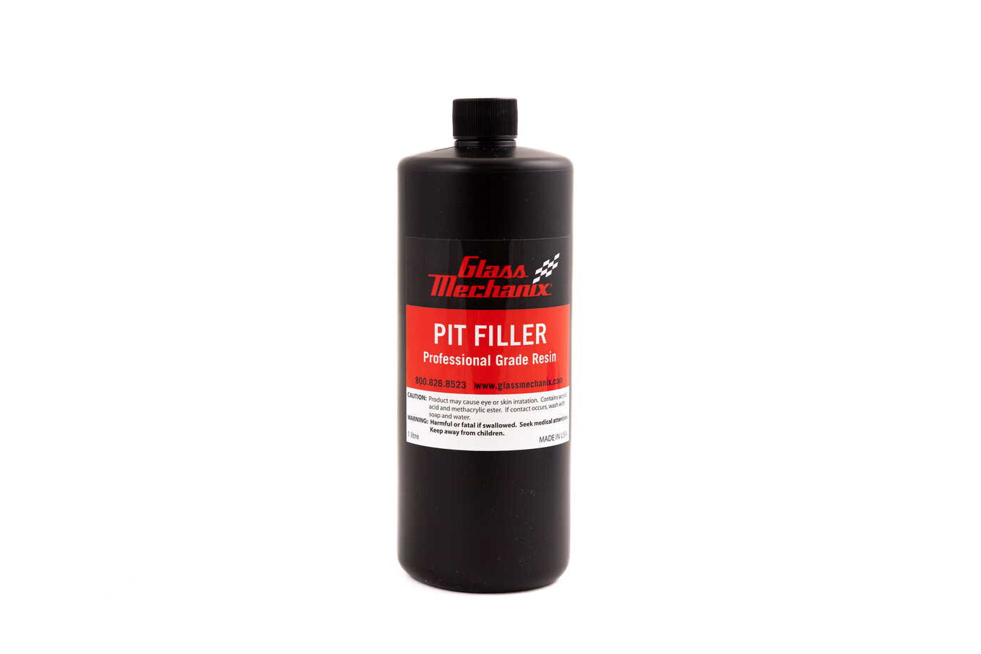 Glass Mechanix Pit Filler 1-liter professional grade windshield repair resin bottle
